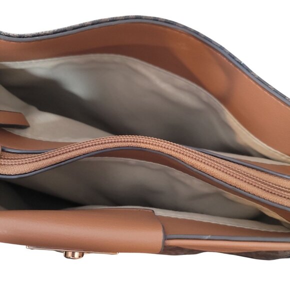 Jones New York Brown Signature Monogram Vinyl Crossbody Shoulder Bag W/Adj strap - Picture 7 of 12